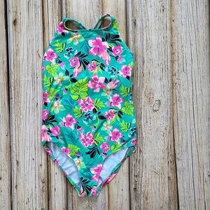 Lands' End Tropical Floral Kids Swim One Piece